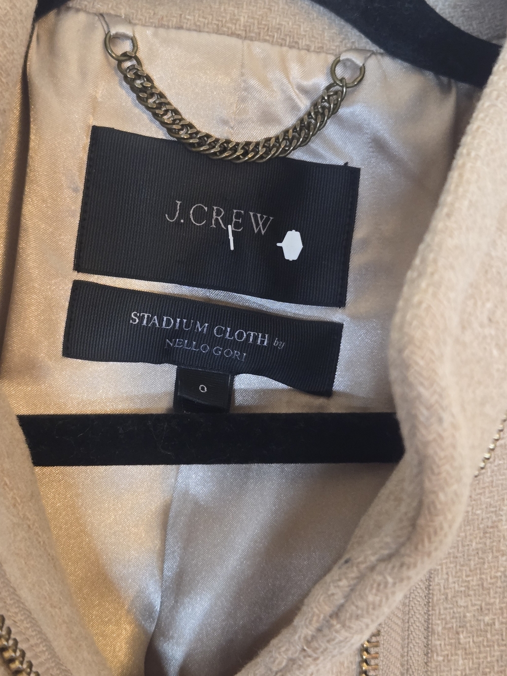 J.Crew Stadium Cloth Wool Blend Coat Beige Stand Collar Long Top Coat Size 0 - Picture 3 of 9